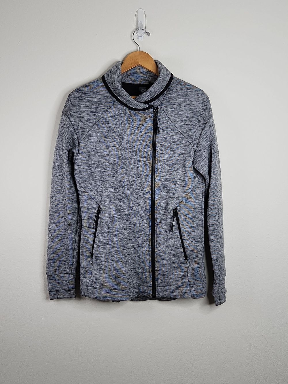 Champion C9 Heather Gray Zip-Up Funnel Collar Moto Jacket Size M Athletic Sporty